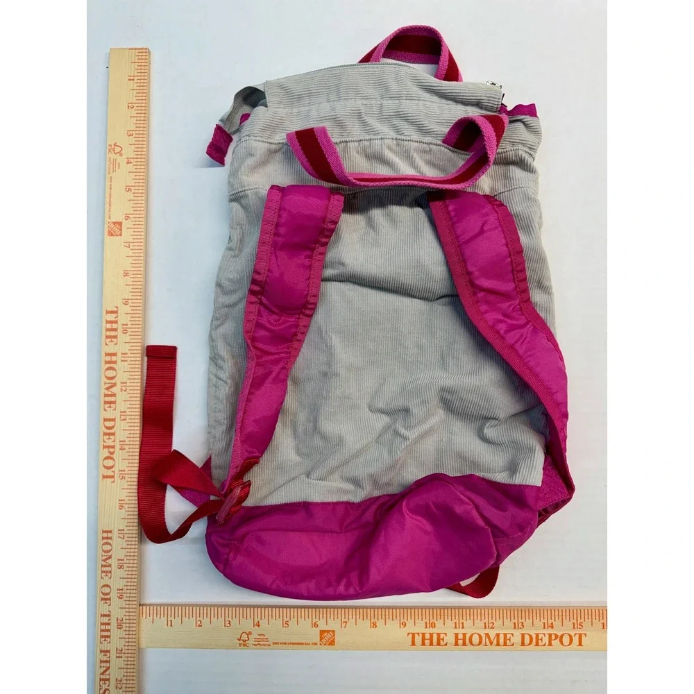 American Girl Grey Corduroy Backpack Pink Red Embroidered Stars Kids Bag